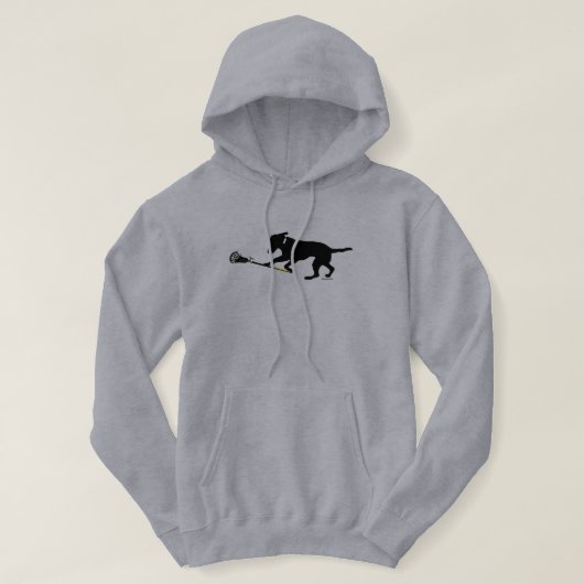 Zwart lab met lacrosse Mannen gekookt sweatshirt (Design voorkant)