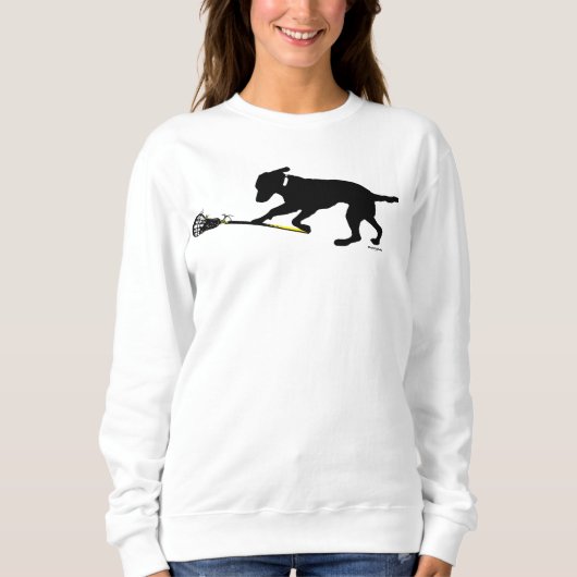 Zwart lab met Lacrosse Womens Sweatshirt (Voorkant)