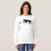 Zwart lab met Lacrosse Womens Sweatshirt (Voorkant volledig)