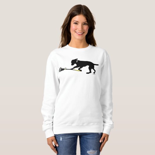 Zwart lab met Lacrosse Womens Sweatshirt (Voorkant volledig)