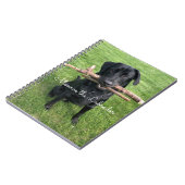 Zwart lab met twee sticks Dog Foto en naam Notitieboek (Linkerzijde)
