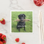 Zwart lab met twee sticks Dog Foto en naam Servet (Insitu)