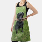 Zwart lab met twee stokken Dog Foto Schort (Insitu)