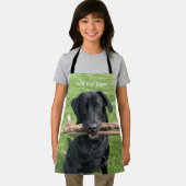 Zwart Lab met twee stokken Dog Photo Schort (Insitu)