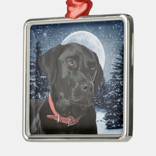 Zwart lab metalen ornament (Links)