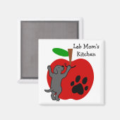 Zwart Lab Moeder's Apple Koelkast Magneet (Voorkant / Achterkant)