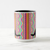 Zwart lab op Bright Aztec Stripe Mok (Midden)