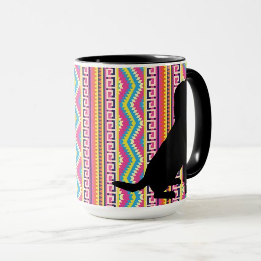 Zwart lab op Bright Aztec Stripe Mok (Voorkant rechts)