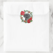 Zwart Lab Poinsettia Kerstkrans Vierkante Sticker (Tas)