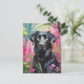 Zwart Lab Portret Moderne Kunst Briefkaart (Staand voorkant)