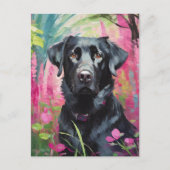 Zwart Lab Portret Moderne Kunst Briefkaart (Voorkant)