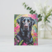 Zwart Lab Portret Moderne Kunst Briefkaart (Staand voorkant)