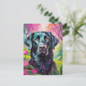 Zwart Lab Portret Moderne Kunst Briefkaart (Staand voorkant)