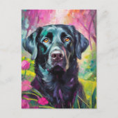 Zwart Lab Portret Moderne Kunst Briefkaart (Voorkant)