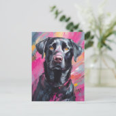 Zwart Lab Portret Moderne Kunst Briefkaart (Staand voorkant)