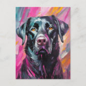 Zwart Lab Portret Moderne Kunst Briefkaart (Voorkant)