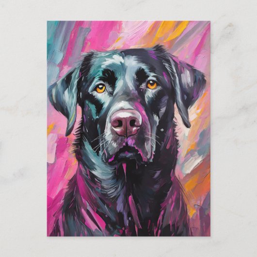 Zwart Lab Portret Moderne Kunst Briefkaart (Voorkant)