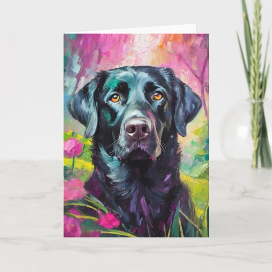 Zwart Lab Portret Moderne Kunst Kaart (Voorkant)