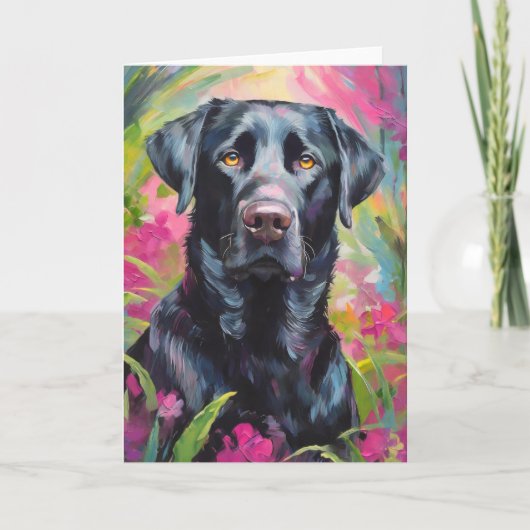 Zwart Lab Portret Moderne Kunst Kaart (Voorkant)