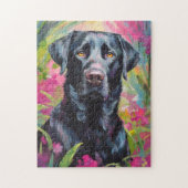 Zwart Lab Portret Moderne Kunst Legpuzzel (Verticaal)