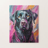 Zwart Lab Portret Moderne Kunst Legpuzzel (Verticaal)