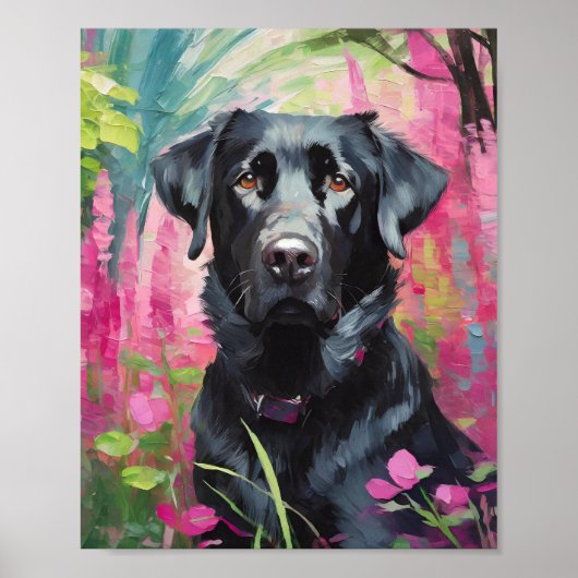 Zwart Lab Portret Moderne Kunst Poster (Voorkant)