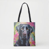 Zwart Lab Portret Moderne Kunst Tote Bag (Voorkant)