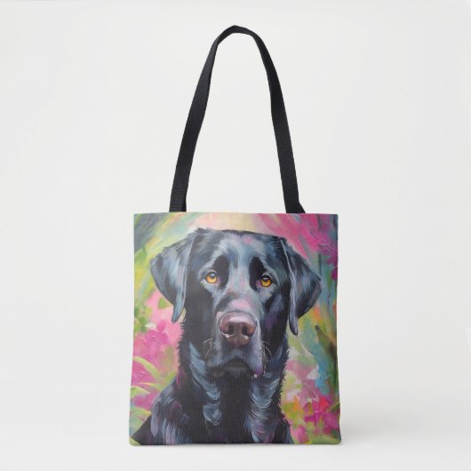 Zwart Lab Portret Moderne Kunst Tote Bag (Voorkant)