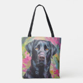 Zwart Lab Portret Moderne Kunst Tote Bag (Achterkant)