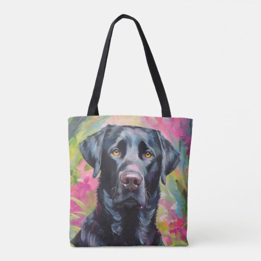 Zwart Lab Portret Moderne Kunst Tote Bag (Achterkant)