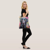 Zwart Lab Portret Moderne Kunst Tote Bag (Op model)