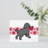 Zwart Lab Puppy and Red Heart Briefkaart (Staand voorkant)