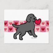 Zwart Lab Puppy and Red Heart Briefkaart (Voorkant)