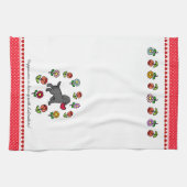 Zwart Lab Puppy and Red Heart Theedoek (Horizontaal)