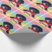 Zwart lab Puppy Birthday Cupcake Painting Cadeaupapier (Hoek)
