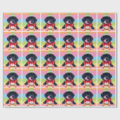 Zwart lab Puppy Birthday Cupcake Painting Cadeaupapier (Vlak)