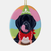 Zwart lab Puppy Birthday Cupcake Painting Keramisch Ornament (Rechts)