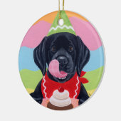 Zwart lab Puppy Birthday Cupcake Painting Keramisch Ornament (Links)