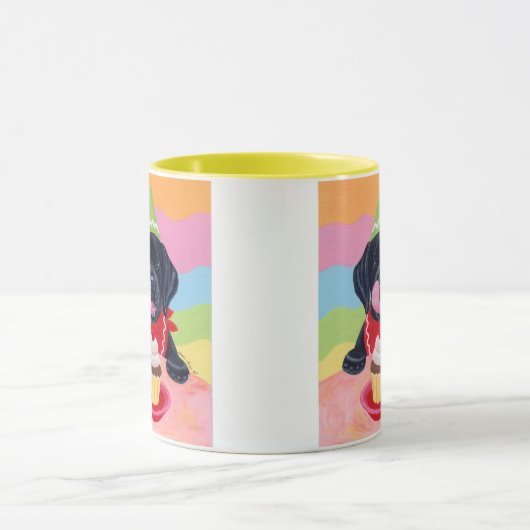 Zwart lab Puppy Birthday Cupcake Painting Mok (Midden)