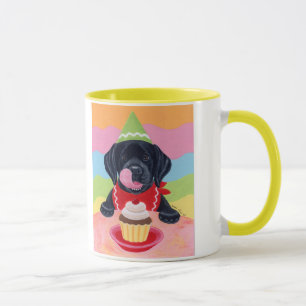 Zwart lab Puppy Birthday Cupcake Painting Mok