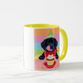 Zwart lab Puppy Birthday Cupcake Painting Mok (Voorkant rechts)