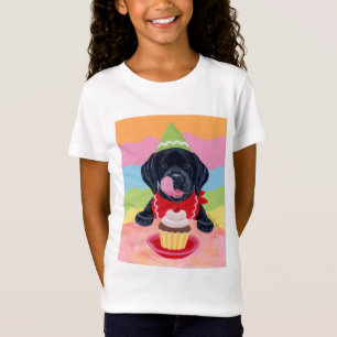 Zwart lab Puppy Birthday Cupcake Painting T-shirt