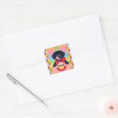 Zwart lab Puppy Birthday Cupcake Painting Vierkante Sticker (Envelop)