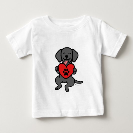 Zwart lab Puppy Paw Print Heart (Voorkant)