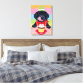 Zwart Lab Puppy Verjaardag Cupcake Schilderij canv Canvas Afdruk (Insitu (Slaapkamer))