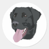 Zwart lab ronde sticker (Voorkant)