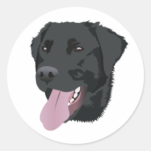 Zwart lab ronde sticker (Voorkant)