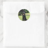 Zwart lab ronde sticker (Tas)