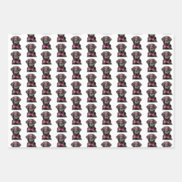 Zwart Lab Roze glazen & Bowtie cadeaupapier