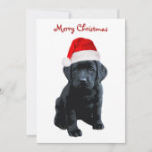 Zwart Lab Santa Hond Vrolijk Kerstfeest - Labrador Feestdagenkaart (Voorkant)